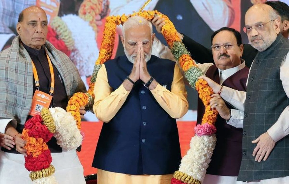 Top leaders and ministers of India's ruling BJP with PM Narendra Modi