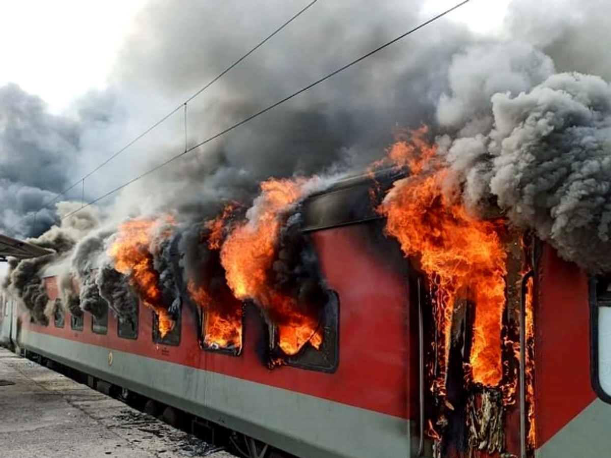 Trains burnt in 'Agnipath' protests
