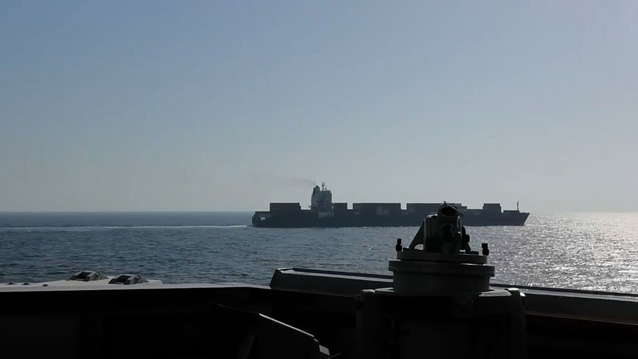 U.S. forces operating in the Arabian Sea, naval blockade against an Iranian-flagged cargo vessel