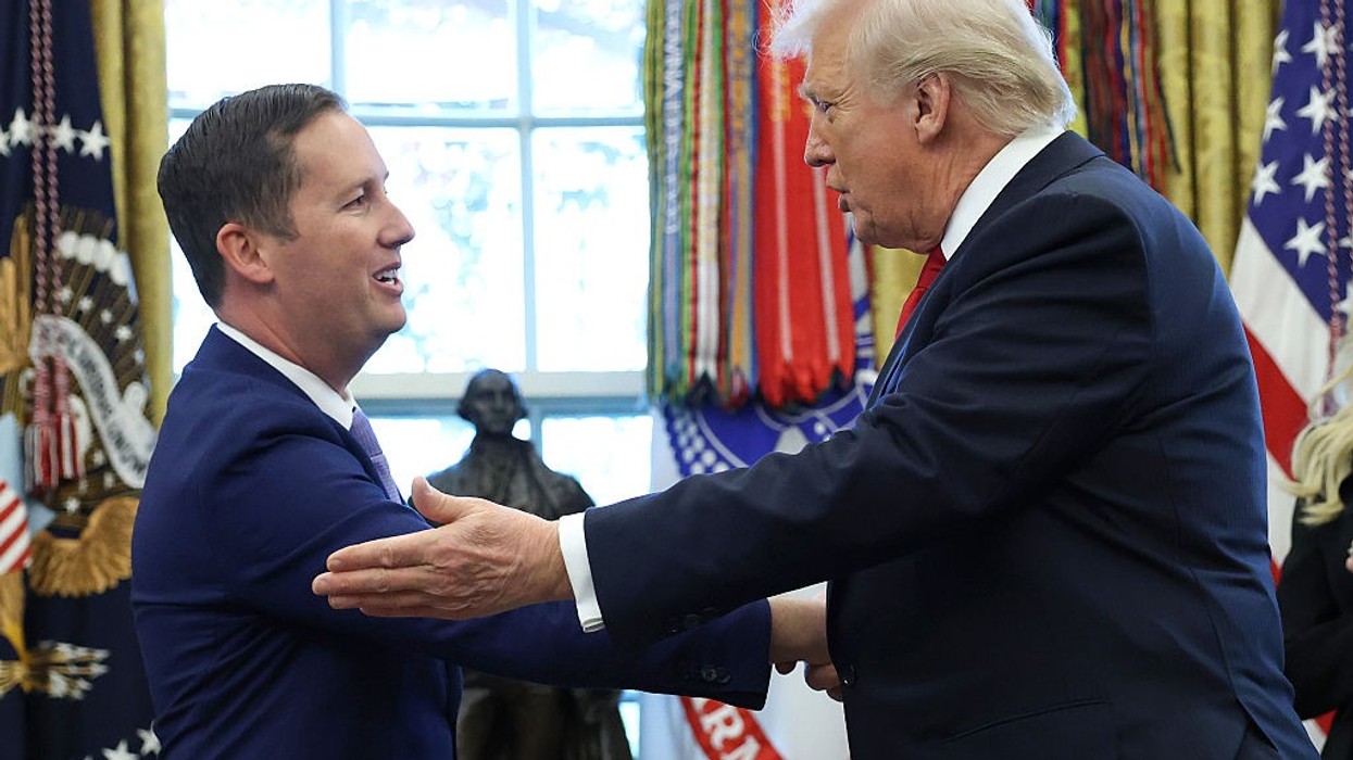 U.S. President Donald Trump with U.S. Ambassador to India Sergio Gor