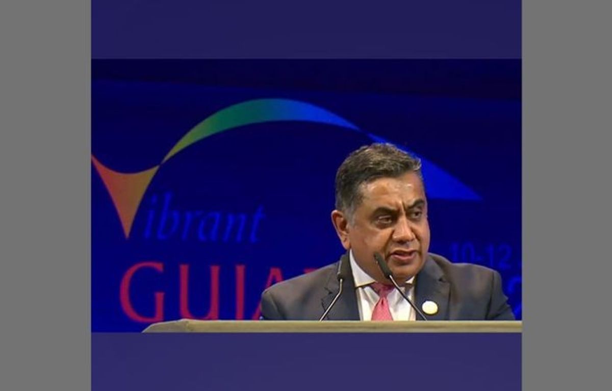 UK minister of state for South Asia Lord Tariq Ahmad speaks at Vibrant Gujarat Global Summit in Gandhinagar in India's Gujarat state