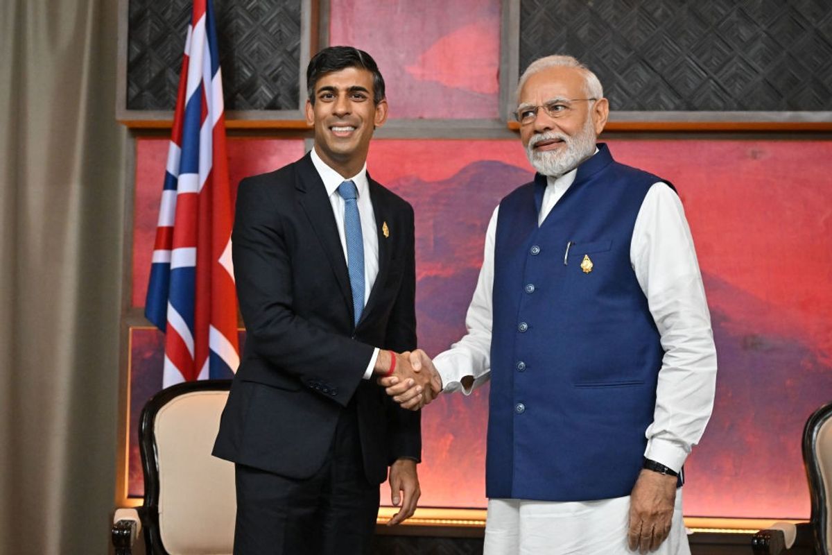 UK PM Rishi Sunak and Indian PM Narendra Modi