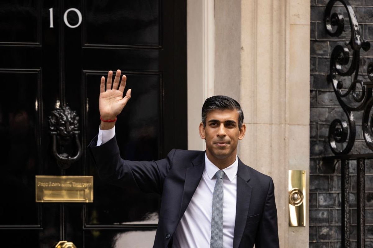 UK PM Rishi Sunak in front of his official residence No.10 Downing Street