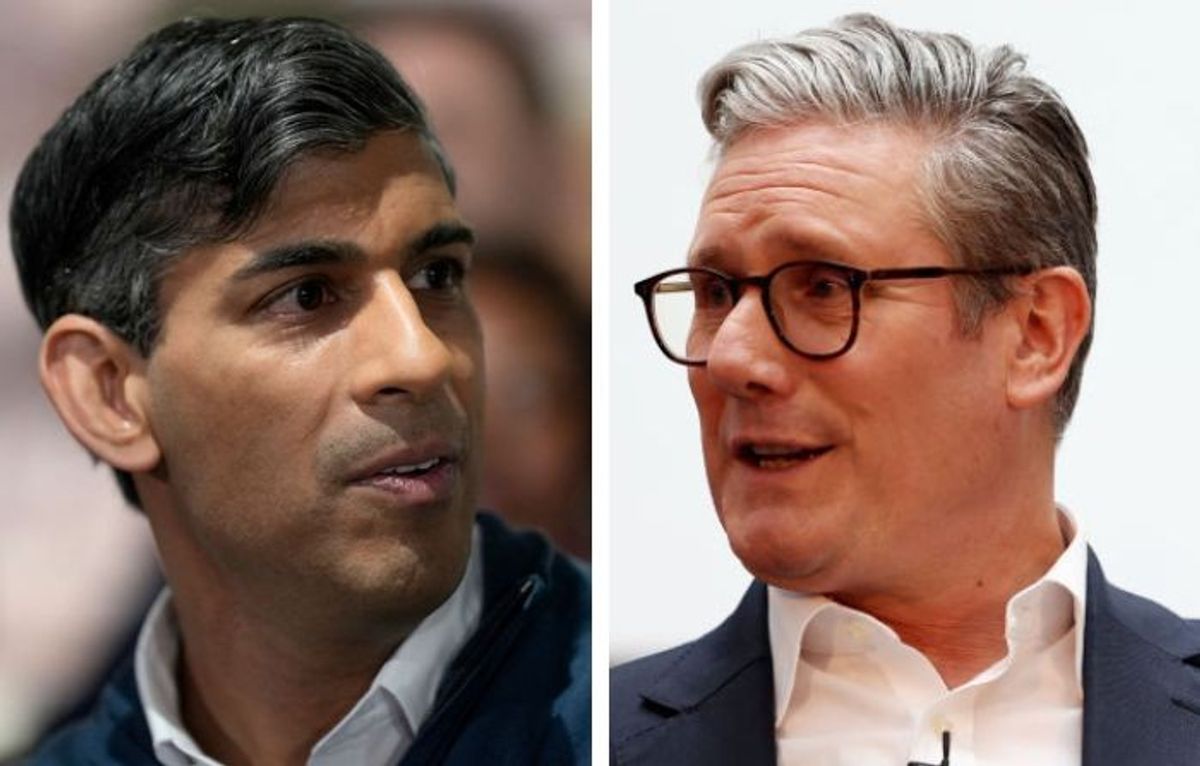 UK PM Rishi Sunak (L) and Labour leader Keir Starmer