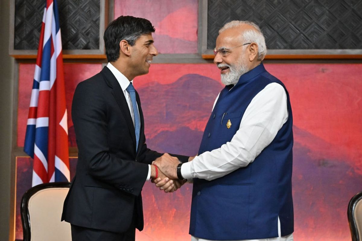 UK PM Rishi Sunak with Indian counterpart Narendra Modi