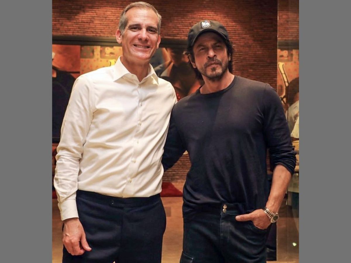 US ambassador to the India Eric Garcetti meets Indian actor Shah Rukh Khan, in Mumbai