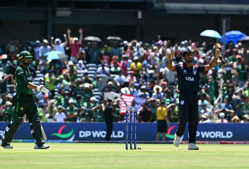 US bowler Saurabh Netravalkar after winning the T20 World Cup game against Pakistan on June 6.