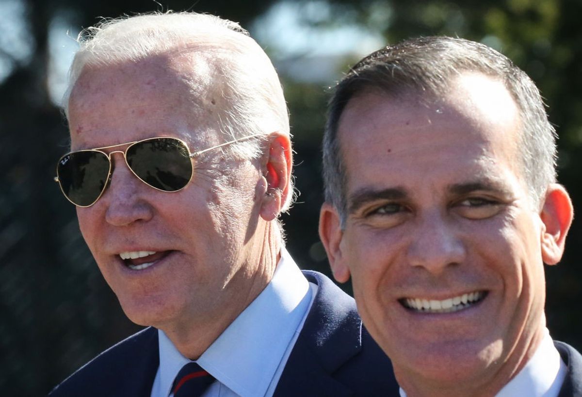 US president Joe Biden and US ambassador to India-designate Eric Garcetti