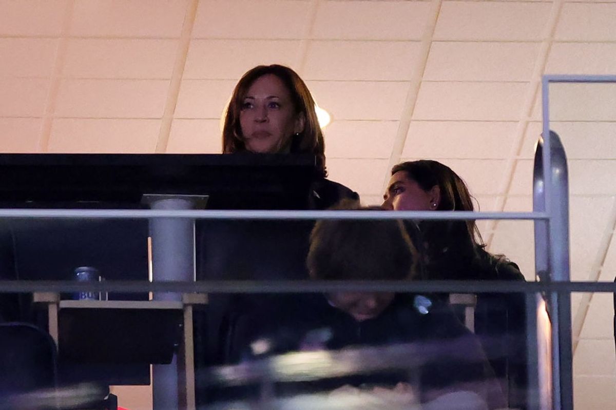 US vice president Kamala Harris watches a basketball match in Des Moines, Iowa.