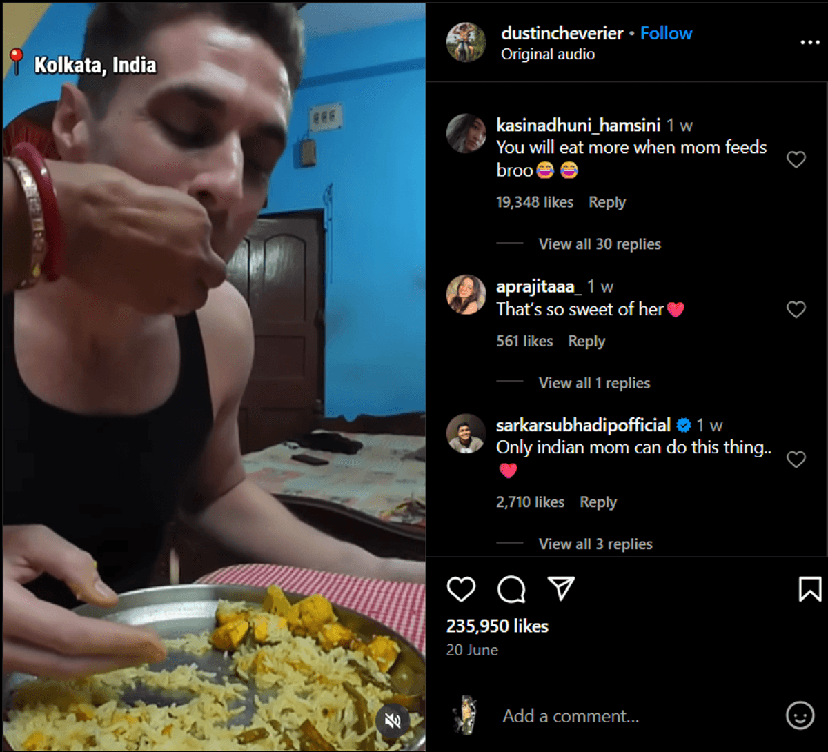 US vlogger, Indian mom, Dustin Cheverier