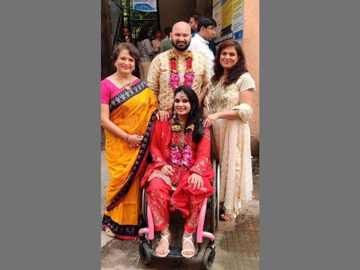 Virali Modi (seated) after her wedding in Mumbai, India.