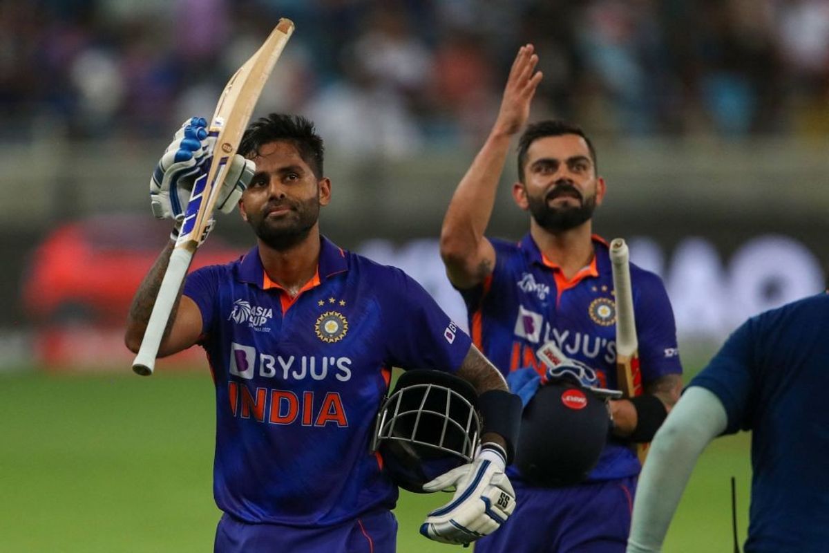 Virat Kohli gestures after Suryakumar Yadav's belligerent knock