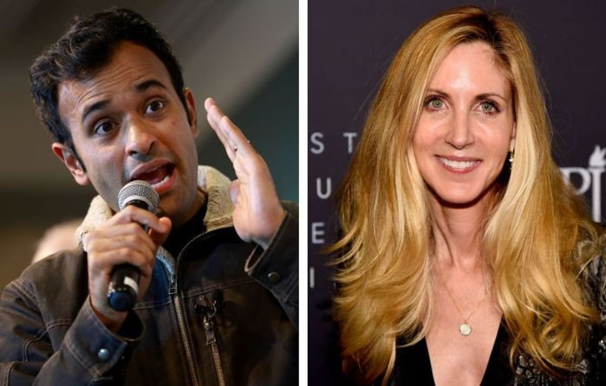 Vivek Ramaswamy (L) and Ann Coulter