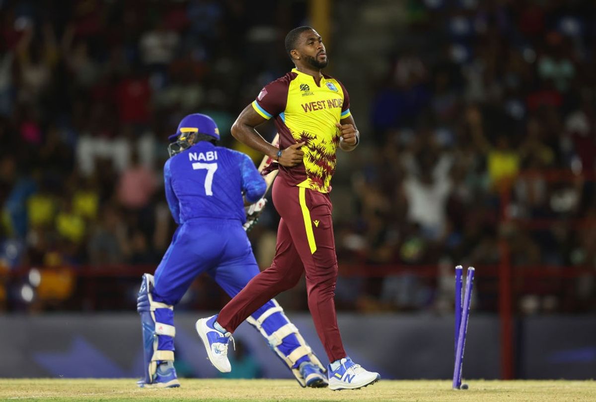 West Indies beat Afghanistan by 104 runs.