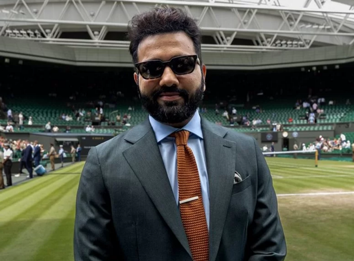 Rohit Sharma among Royal Box attendees during Alcaraz vs Medvedev game