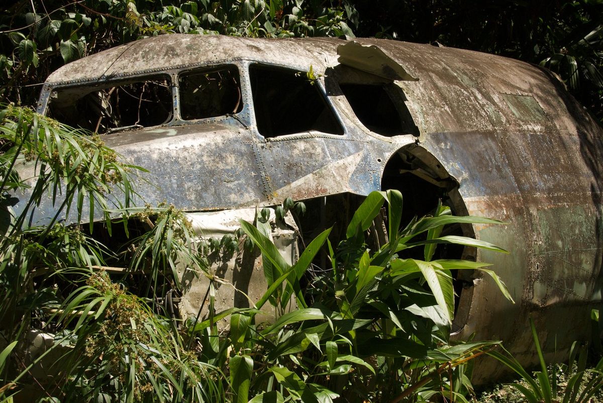 Wreckage of a military aircraft