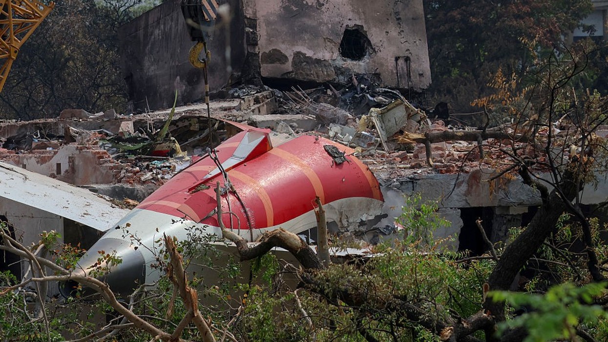 Wreckage of the Air India Boeing 787-8 Dreamliner aircraft