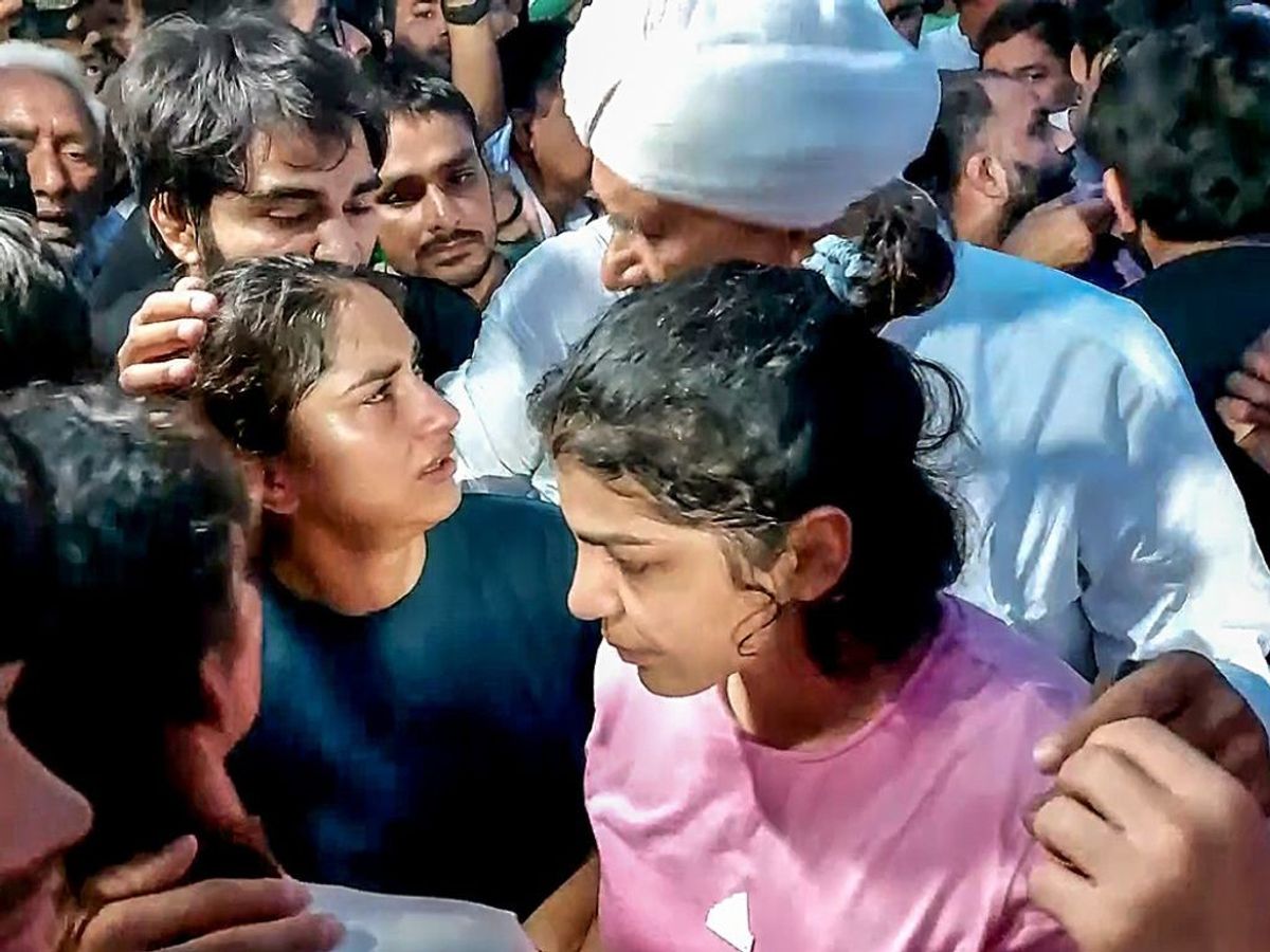 Wrestlers Vinesh Phogat and Sakshi Malik along with others reach Haridwar in the northern state of Uttarakhand to immerse their medals in the Ganges river as a mark of protest against Wrestling Federation of India (WFI) chief Brij Bhushan Sharan Singh