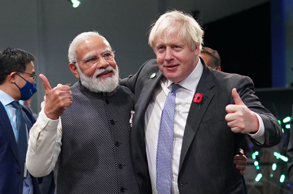 Indian prime minister Narendra Modi with British prime minister Boris Johnson