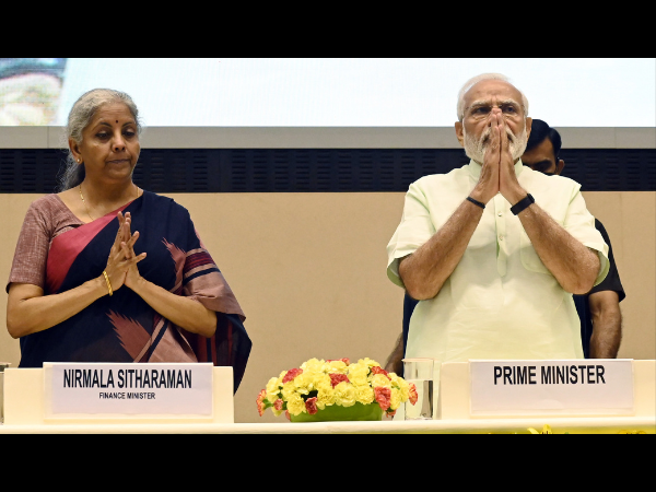 Indian prime minister Narendra Modi with finance minister Nirmala Sitharaman