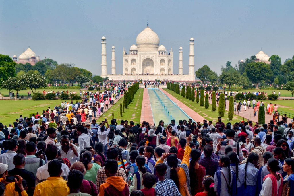 Tourists at Taj Mahal in Agra, India