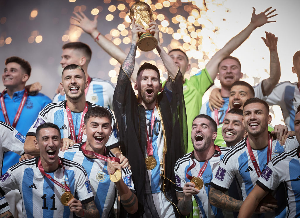 Lionel Messi lifts World Cup 2022 with fellow Argentina players in Qatar