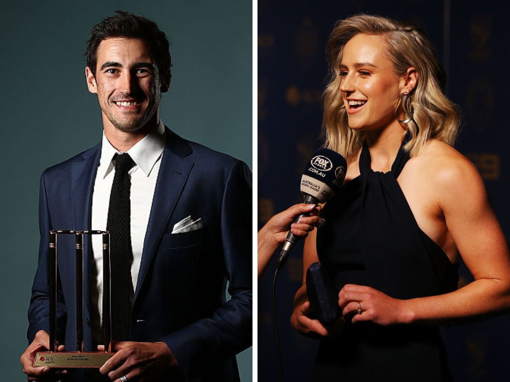 (L-R) Australia cricketers Mitchell Starc and Elysse Perry