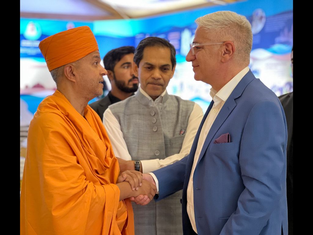 Ambassadors from over 30 nations are welcomed at the under-construction BAPS Hindu Mandir in Abu Dhabi, UAE, on May 25, 2023. (Picture: BAPS Hindu Mandir Abu Dhabi)