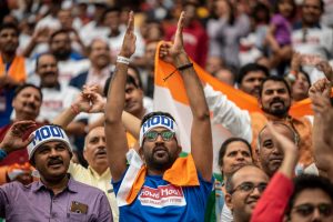 Supporters cheer as Indian prime minster Narendra Modi speaks at NRG Stadium on September 22, 2019 in Houston, Texas, US.