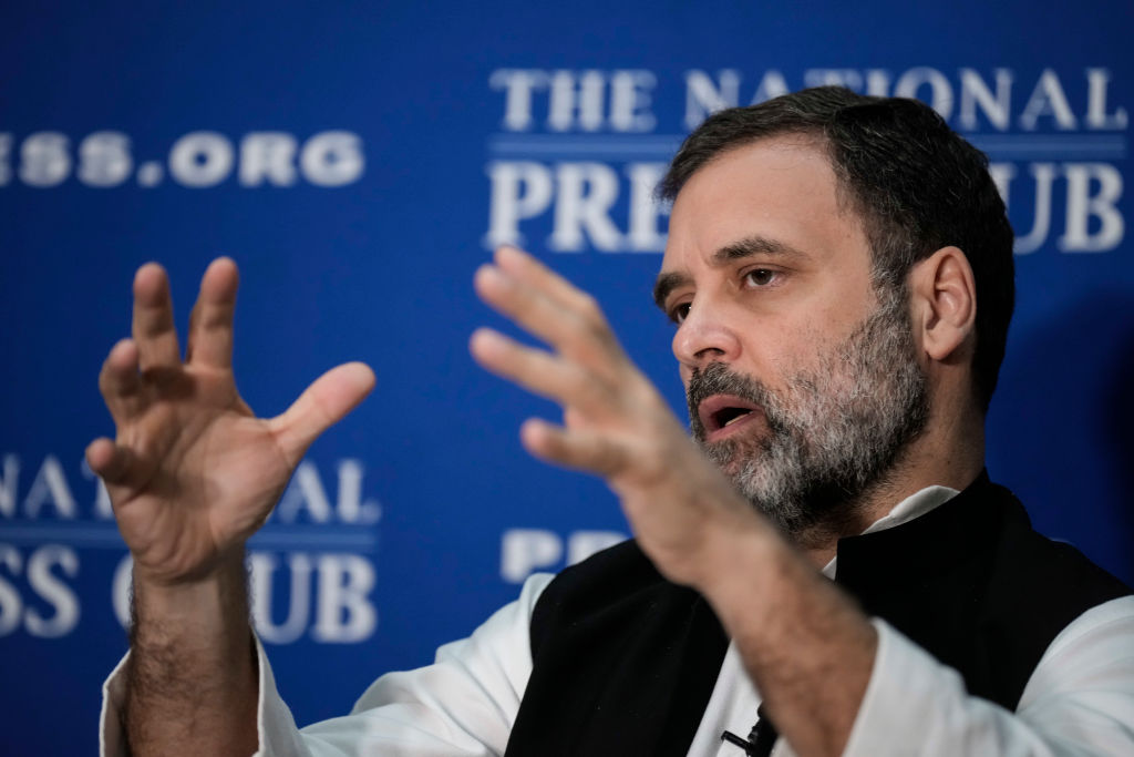 Indian opposition leader Rahul Gandhi speaks at the National Press Club on June 1, 2023, in Washington, DC, US