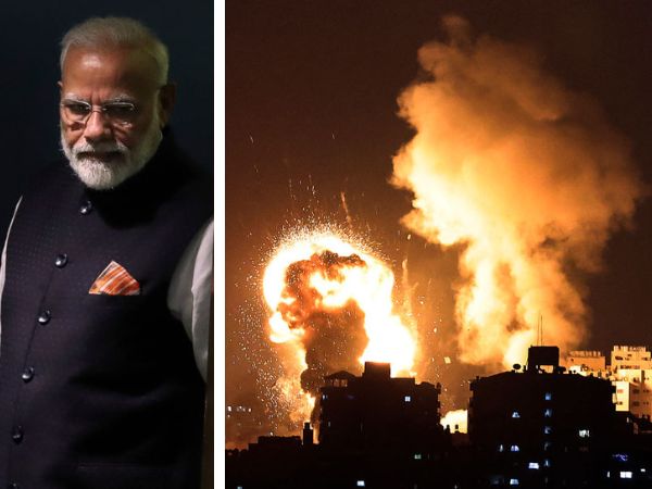 (L-R) Indian prime minister Narendra Modi and Israel-Hamas war
