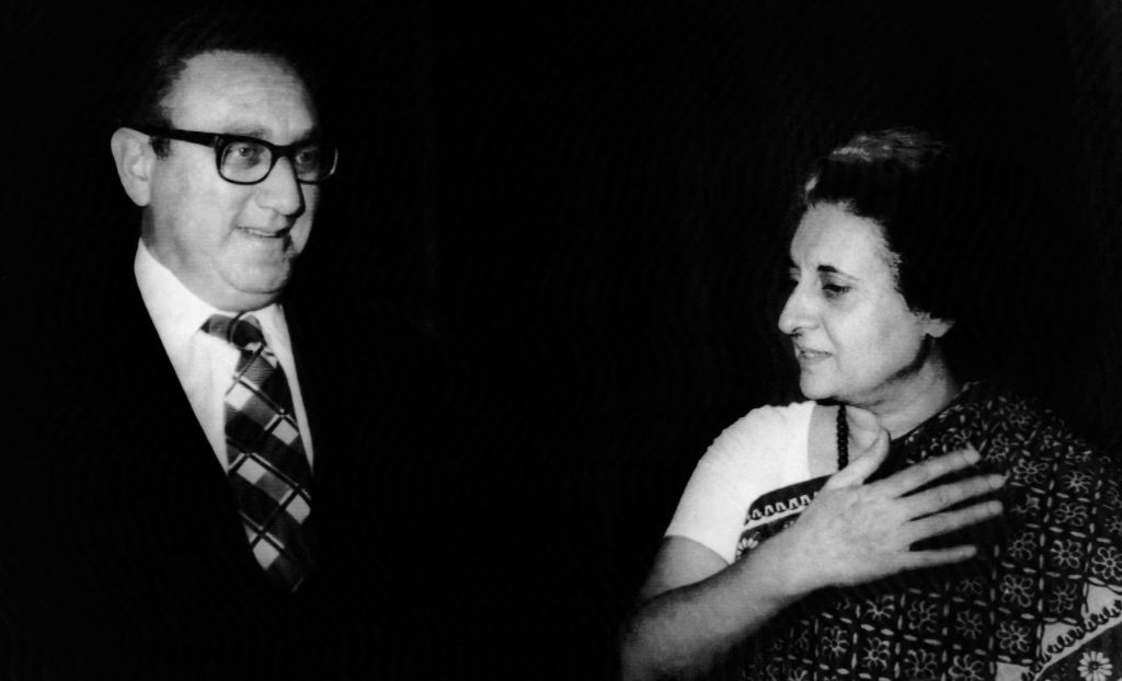 Henry Kissinger with former Indian prime minister Indira Gandhi