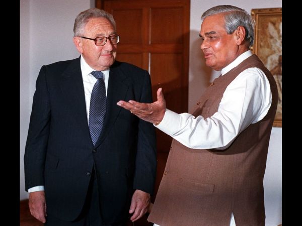 Henry Kissinger with former Indian prime minister Atal Behari Vajpayee