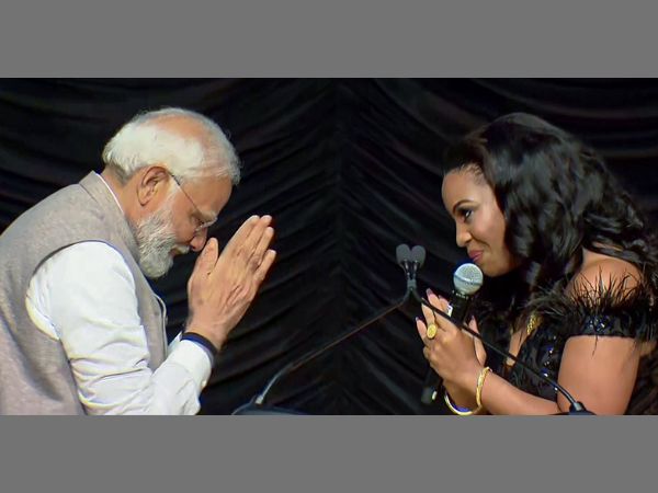 Indian prime minister Narendra Modi with US singer and actress Mary Millben