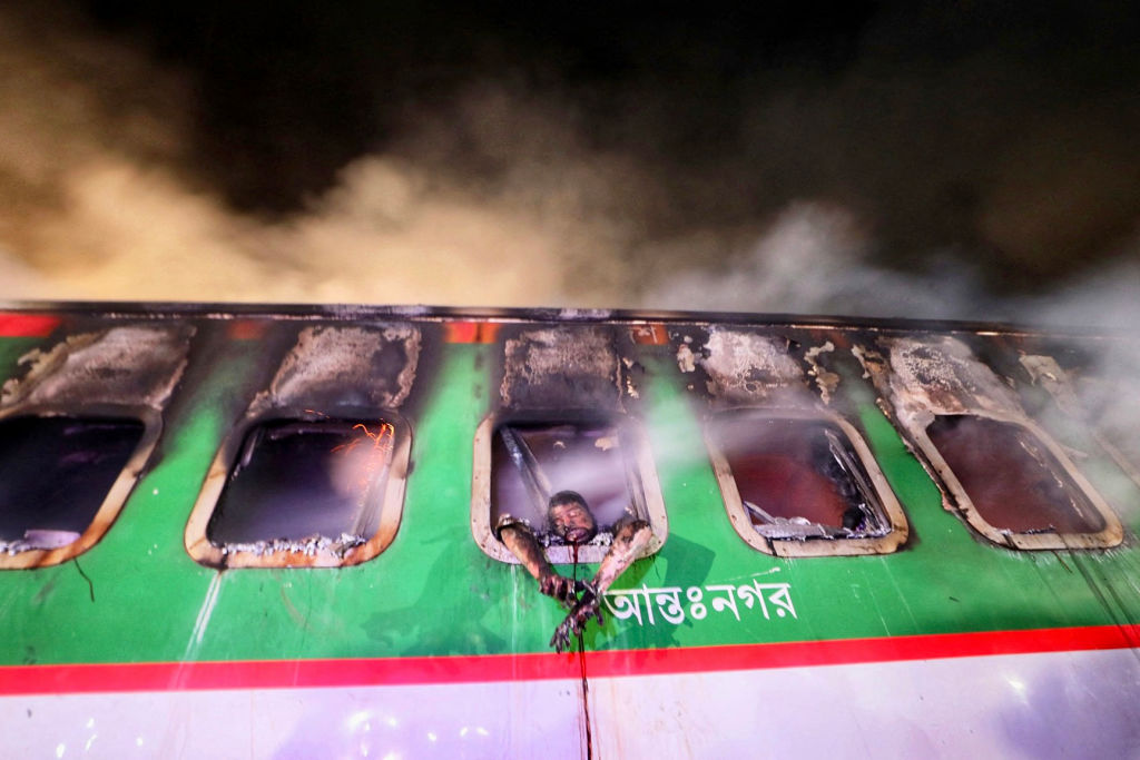 Bangladesh train fire ahead of general election 2024