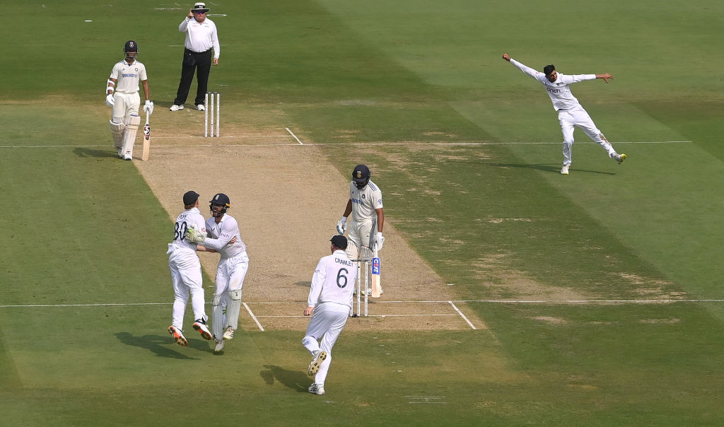 England spinner Shoaib Bashir picks first Test wicket