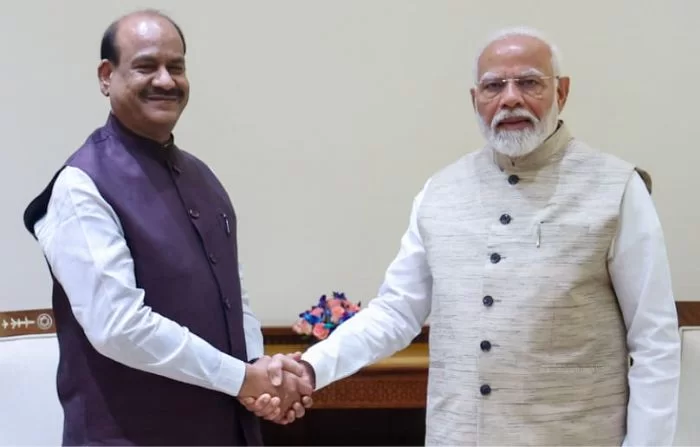Indian PM Narendra Modi with Om Birla, who became the speaker of the Lok Sabha of Indian Parliament for the second time on June 25, 2024.